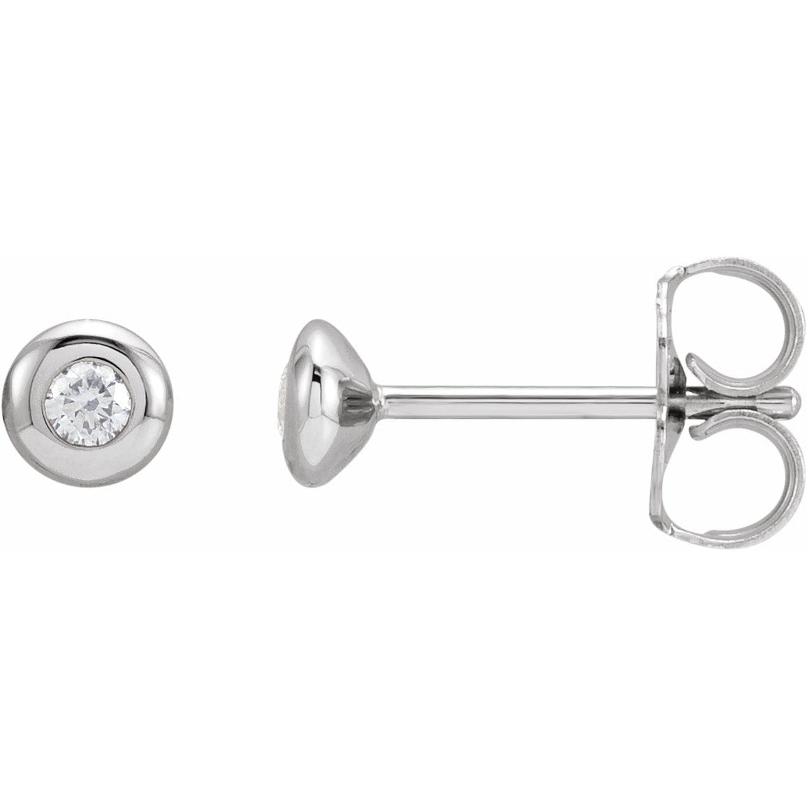 14K White .06 CTW Diamond Domed Bezel-Set Earrings