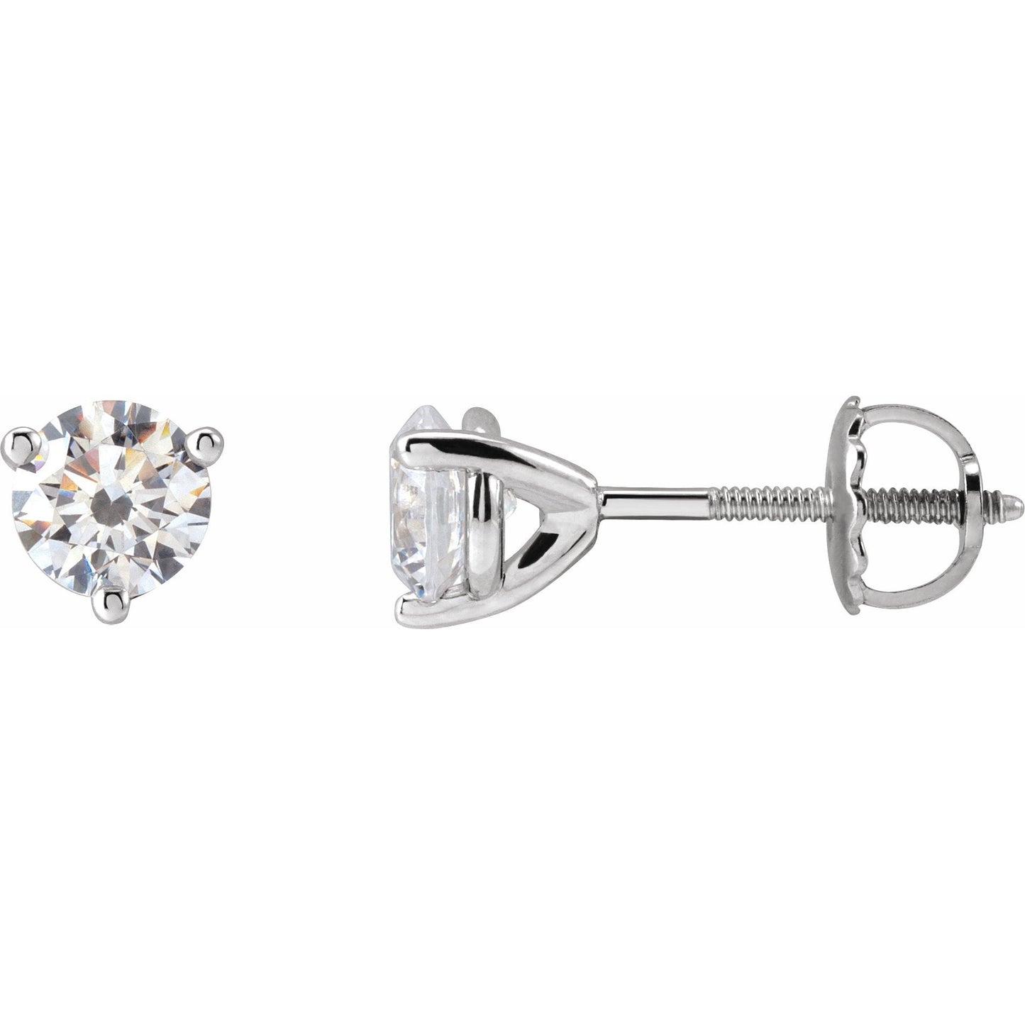 14K White 5.25 mm Cubic Zirconia Round 3-Prong Stud Earrings