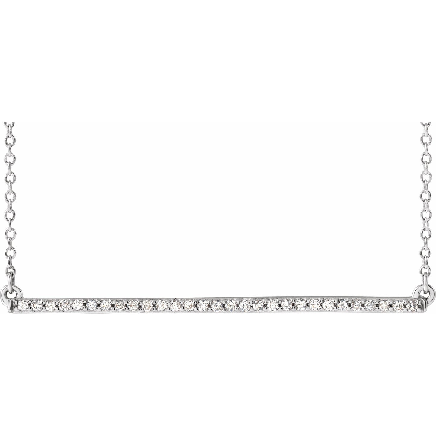 14K White 1/6 CTW Diamond Bar 16-18 Necklace