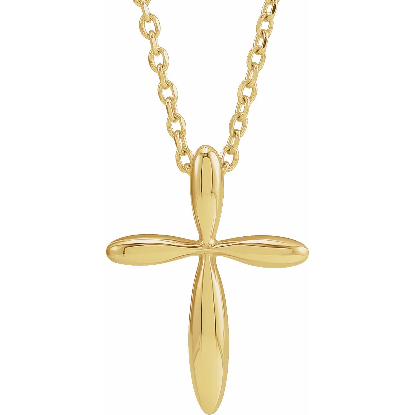 14K Yellow 14.65x11.2 mm Cross 16-18 Necklace