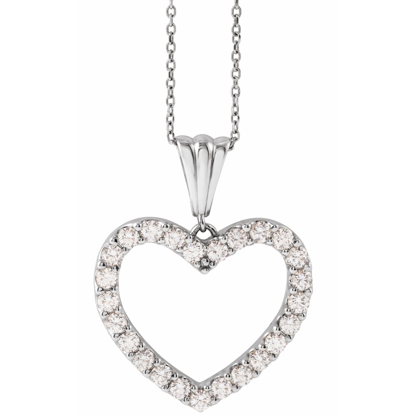14K White 1 CTW Diamond Heart 18 Necklace