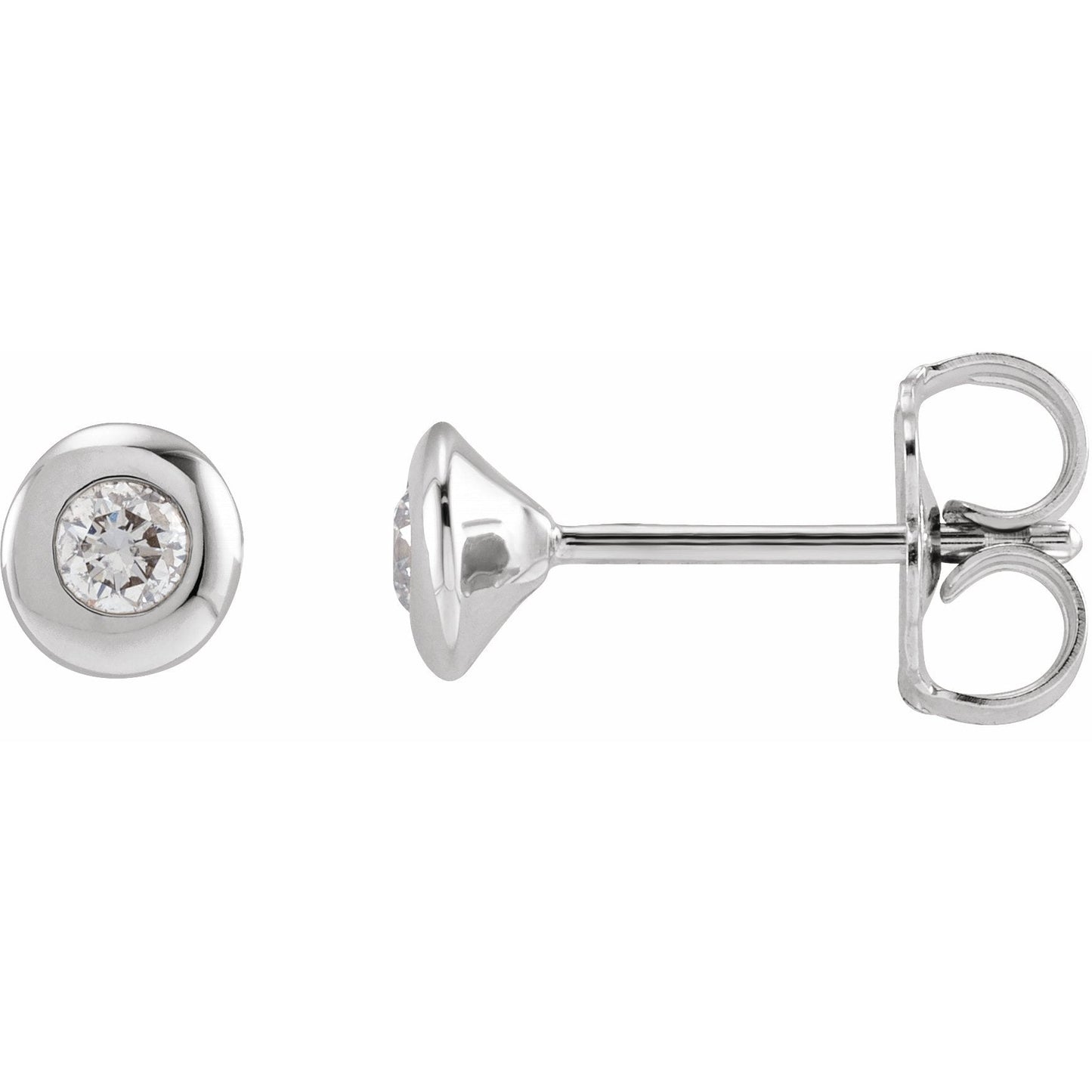 14K White 1/8 CTW Diamond Domed Bezel-Set Earrings
