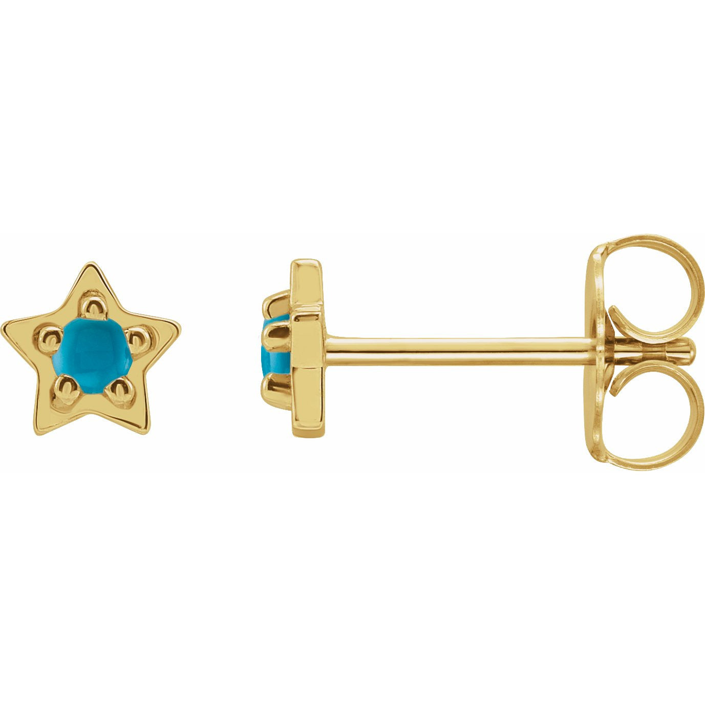 14K Yellow Turquoise Star Earrings