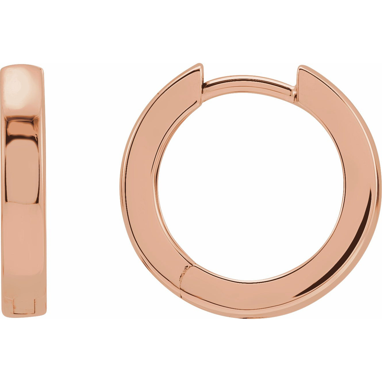 14K Rose 16 mm Hinged Hoop Earrings