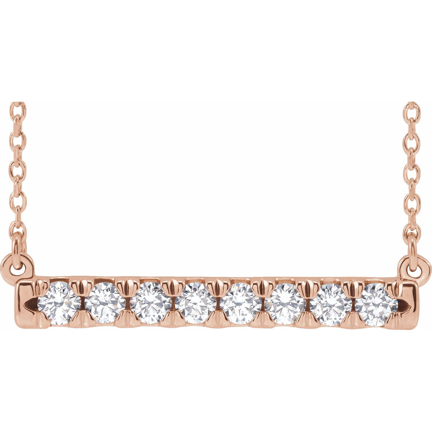 14K Rose 1/2 CTW Diamond French-Set Bar 18 Necklace