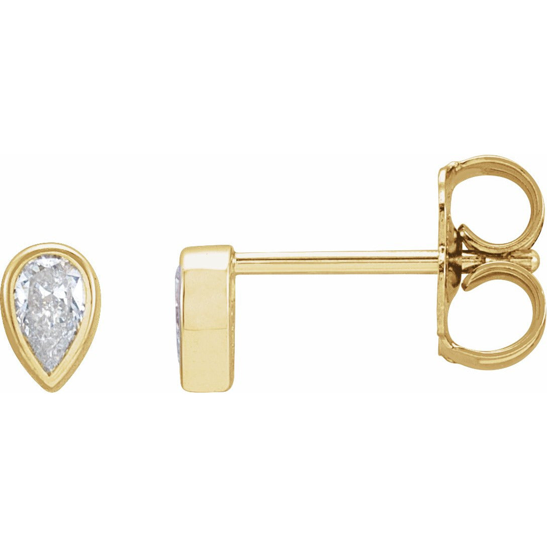 14K Yellow 1/10 CT Diamond Micro Bezel-Set Single Earring
