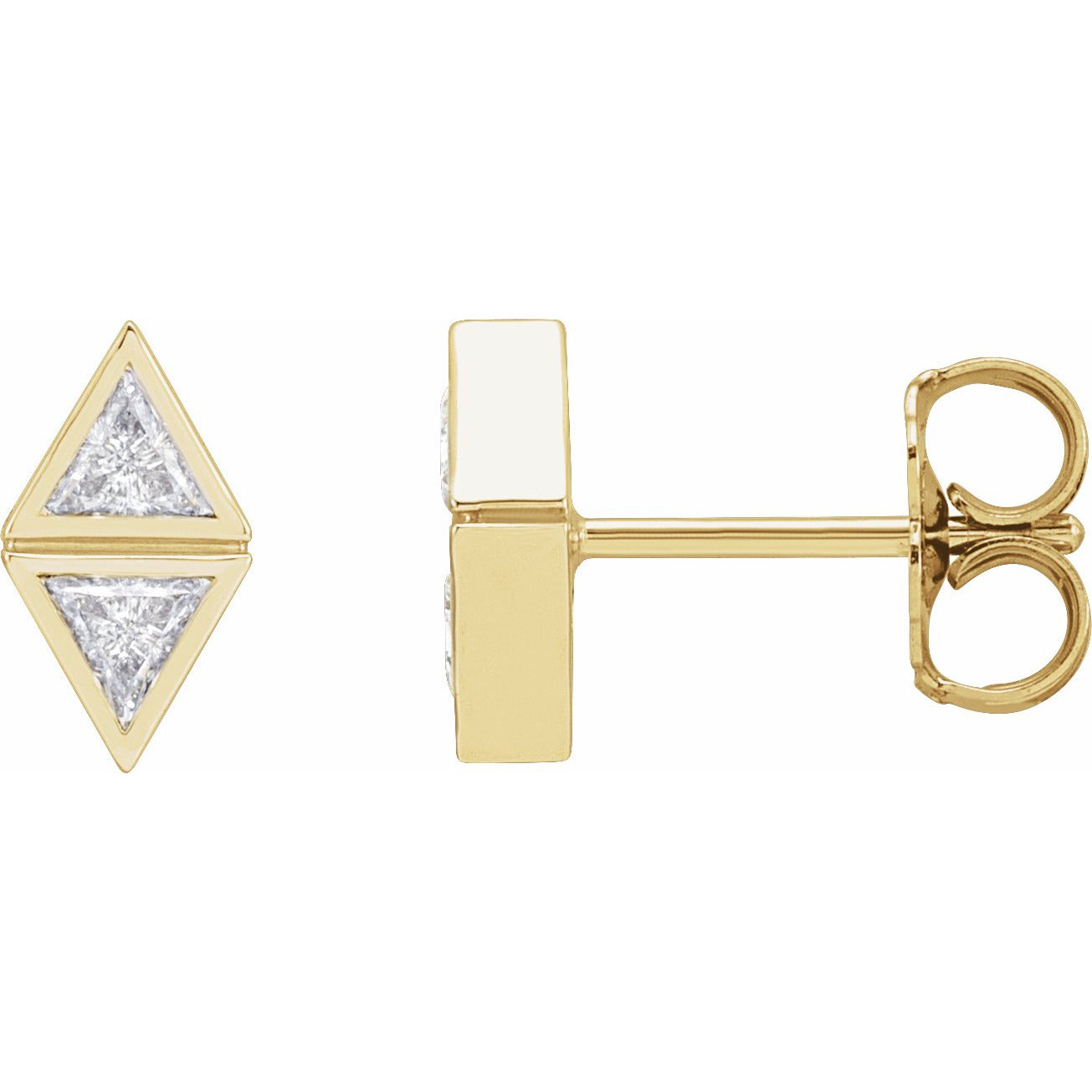 14K Yellow 1/4 CTW Diamond Two-Stone Bezel-Set Earrings