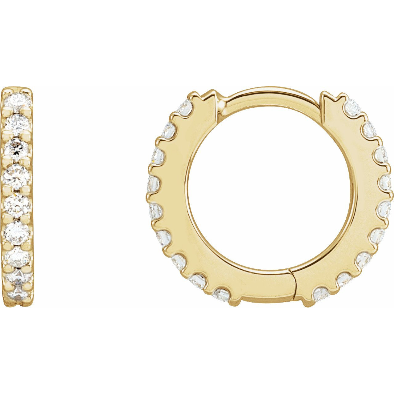 14K Yellow 1/3 CTW Diamond 12.6 mm Huggies