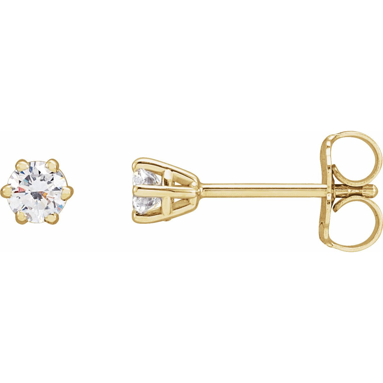 14K Yellow 3.2 mm I3 1/4 CTW Diamond 6-Prong Wire Basket Earrings