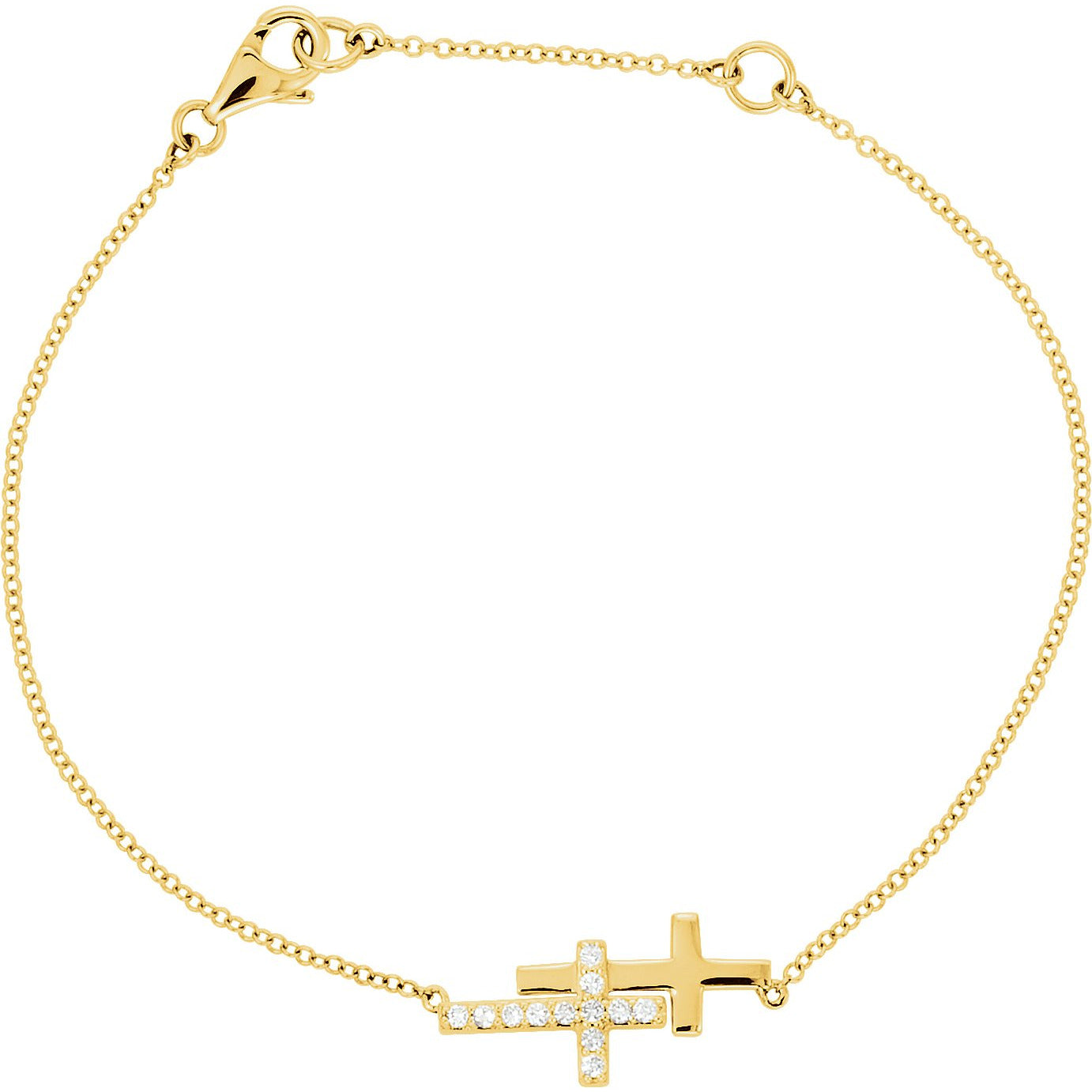 14K Yellow 1/5 CTW Diamond Double Sideways Cross 8 Bracelet