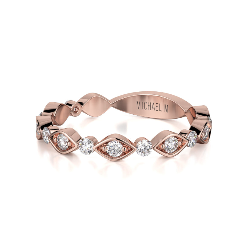 Michael M 18k Rose Gold Diamond Wedding Band