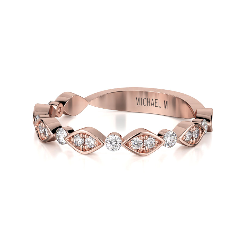 Michael M 18k Rose Gold Diamond Wedding Band
