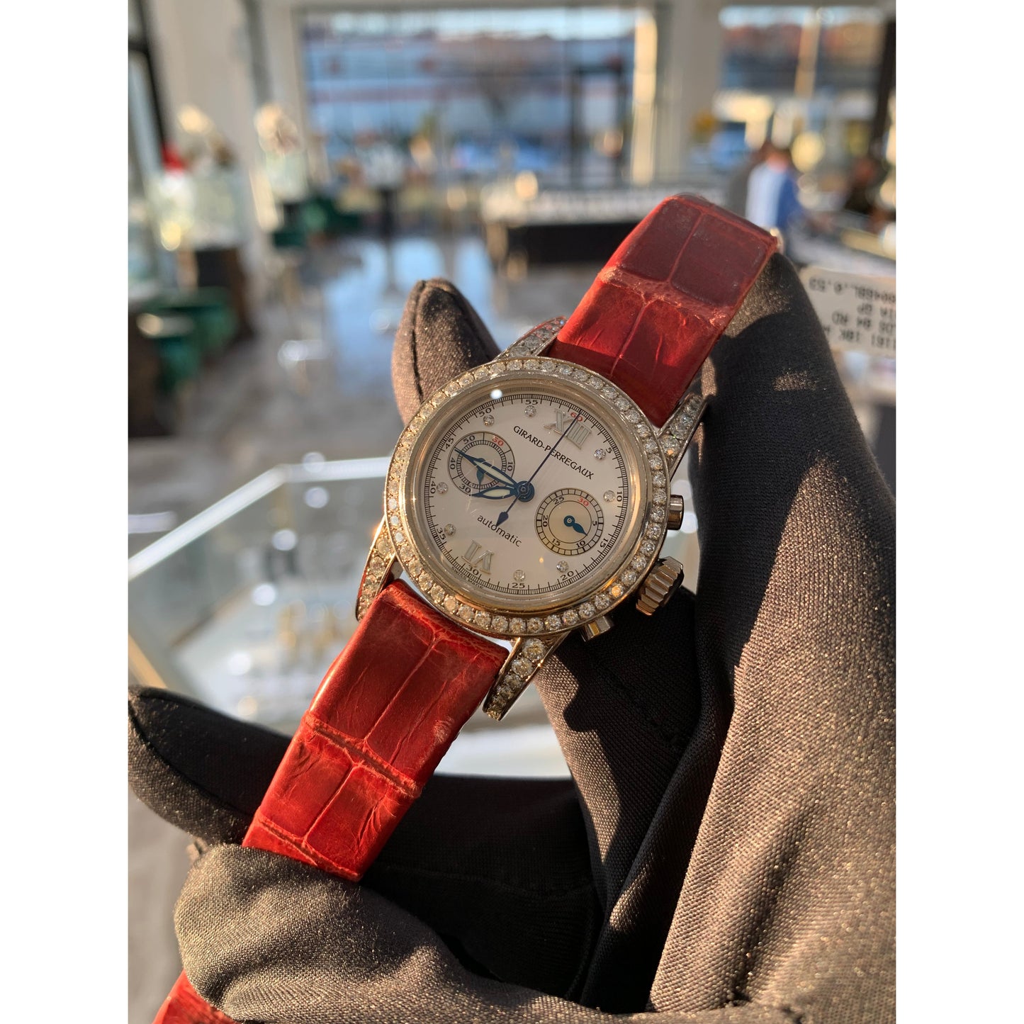 18k Girard Perregaux Chronograph w/ Diamond Bezel and Dial MOP