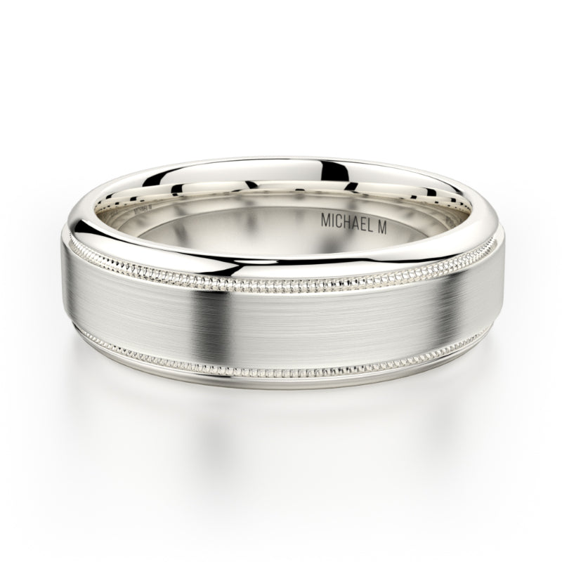 Michael M 18k White Gold Men's Wedding Band