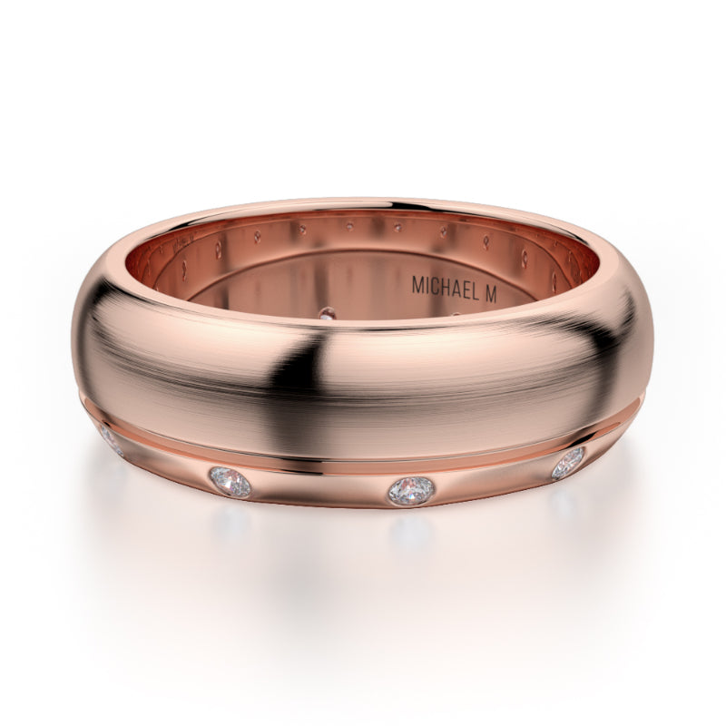 Michael M 18k Rose Gold Diamond Men's Wedding Band