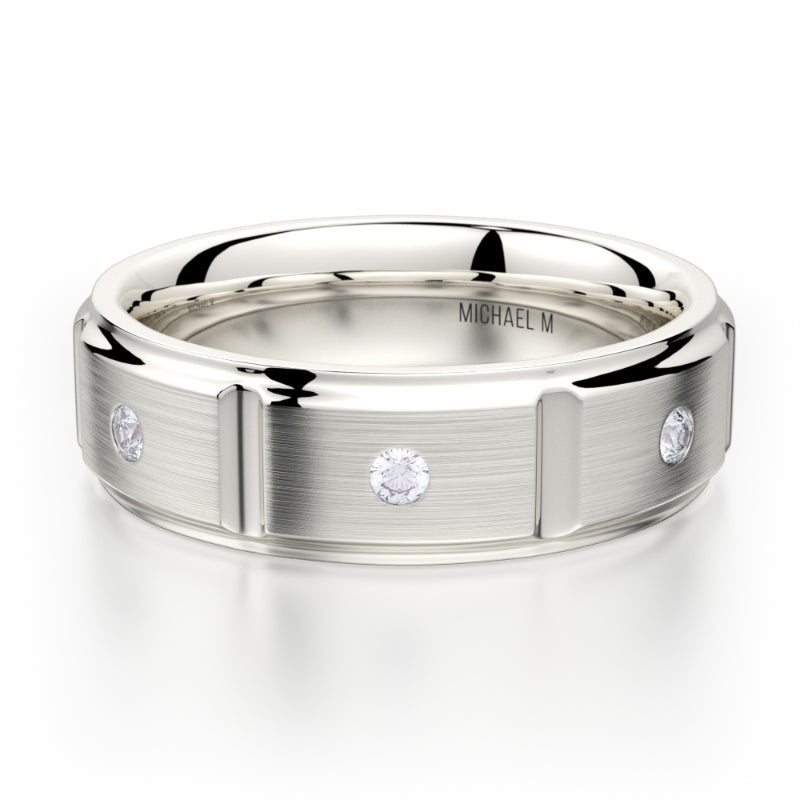 Michael M 18k White Gold Men's Wedding Band