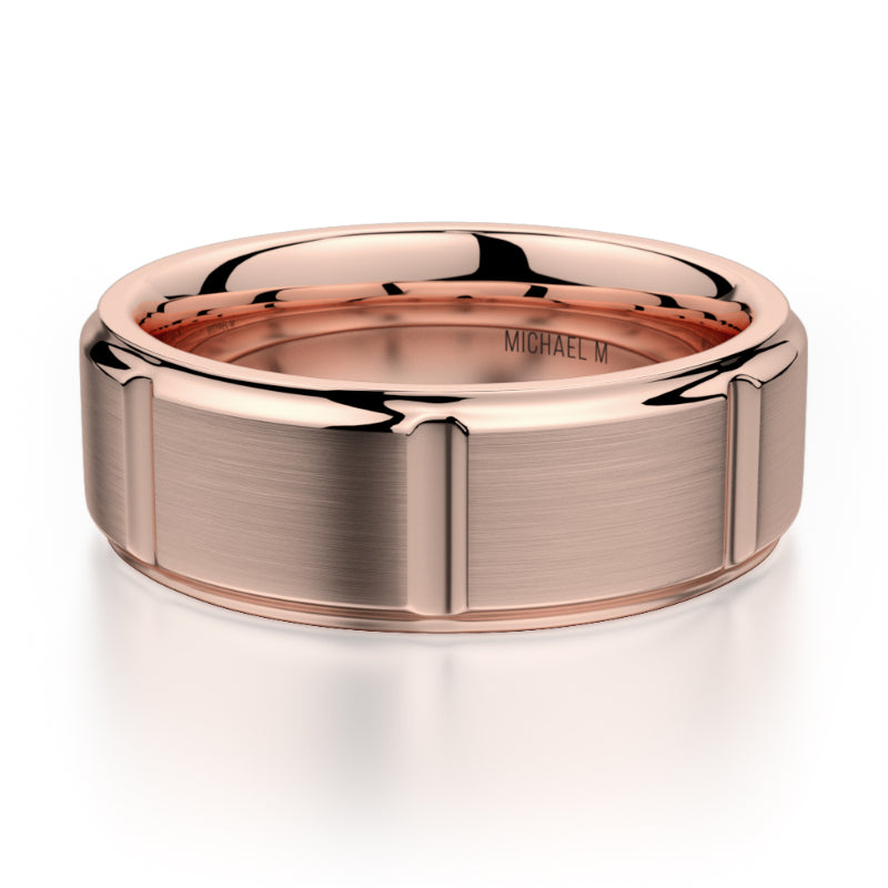 Michael M 18k Rose Gold Men's Wedding Band