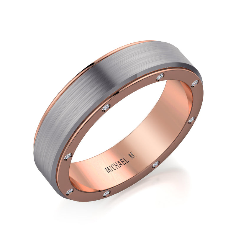 Michael M Rose Platinum Diamond Men's Wedding Band