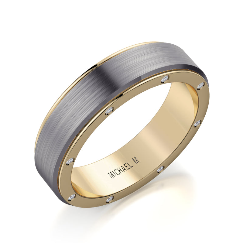 Michael M Platinum Yellow Diamond Men's Wedding Band