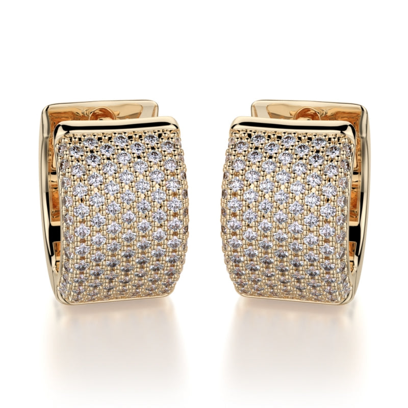 Michael M 14k Yellow Gold Diamond Hoop Earrings
