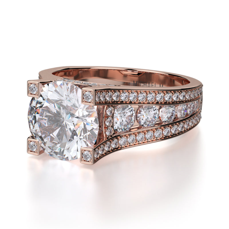 Michael M 18k Rose Gold Strada Engagement Ring