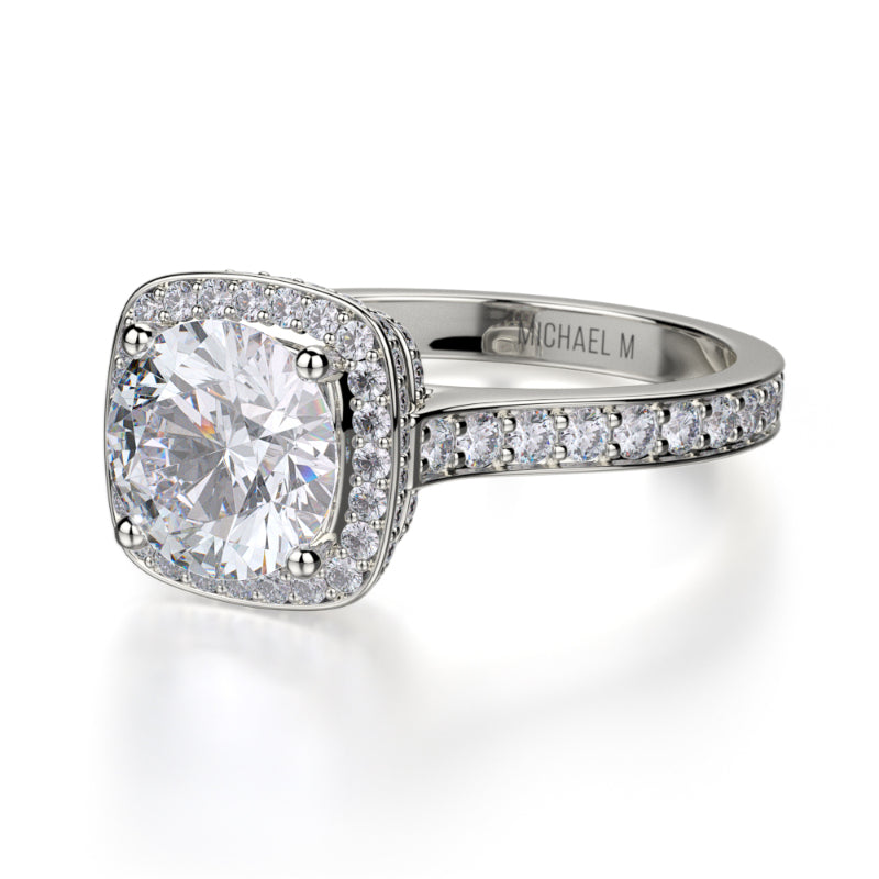 Michael M 18k White Gold Love Engagement Ring