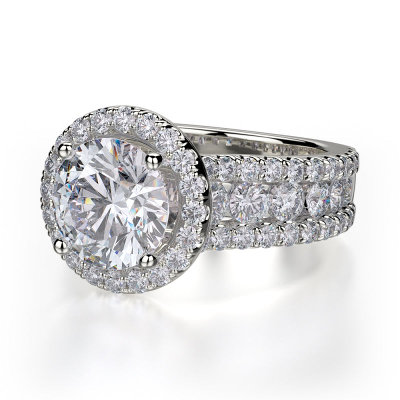 Michael M 18k White Gold Europa Diamond Halo Engagement Ring