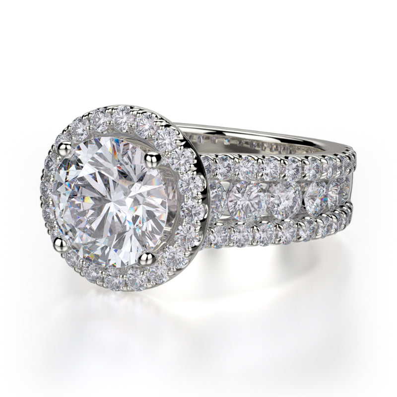 Michael M 18k White Gold Europa Engagement Ring