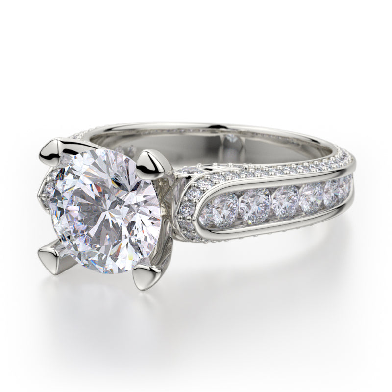 Michael M 18k White Gold Stella Engagement Ring