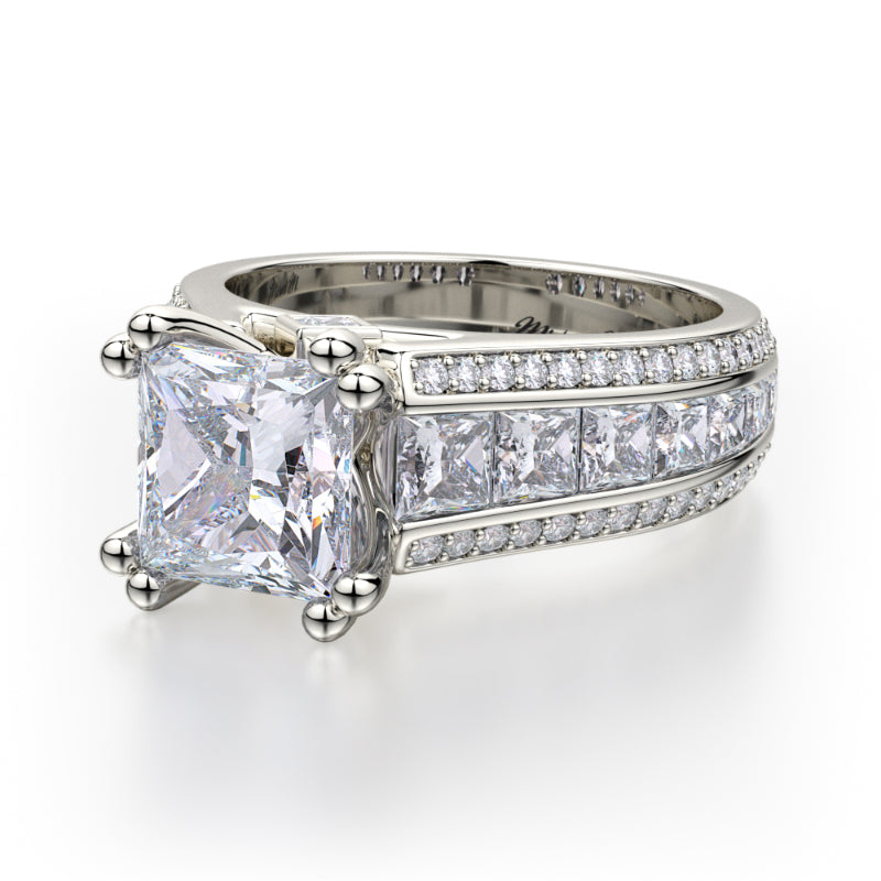 Michael M 18k White Gold Princess Engagement Ring