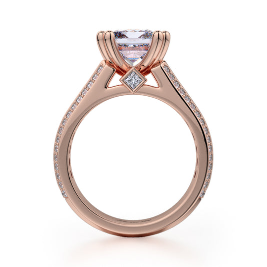Michael M 18k Rose Gold Princess Engagement Ring