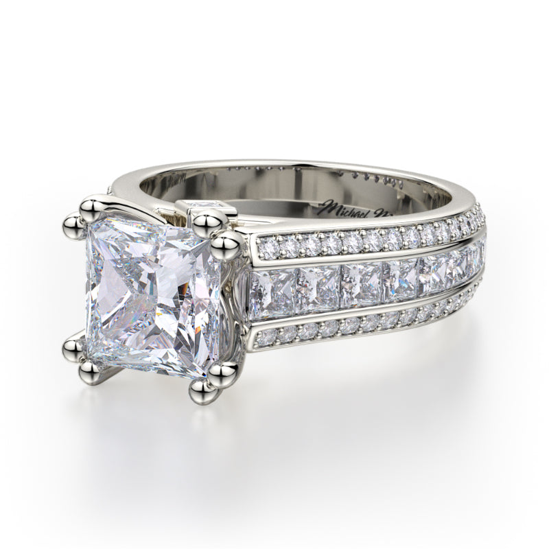 Michael M 18k White Gold Princess Engagement Ring