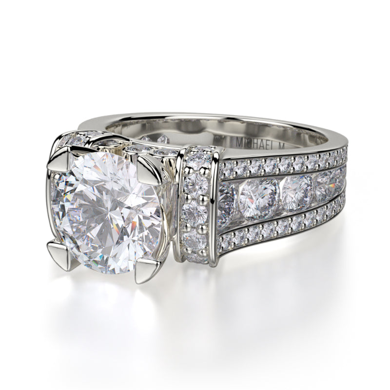 Michael M 18k White Gold Strada Engagement Ring