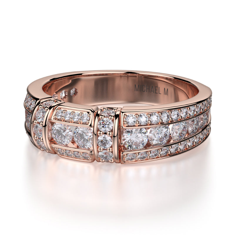 Michael M 18k Rose Gold Diamond Wedding Band