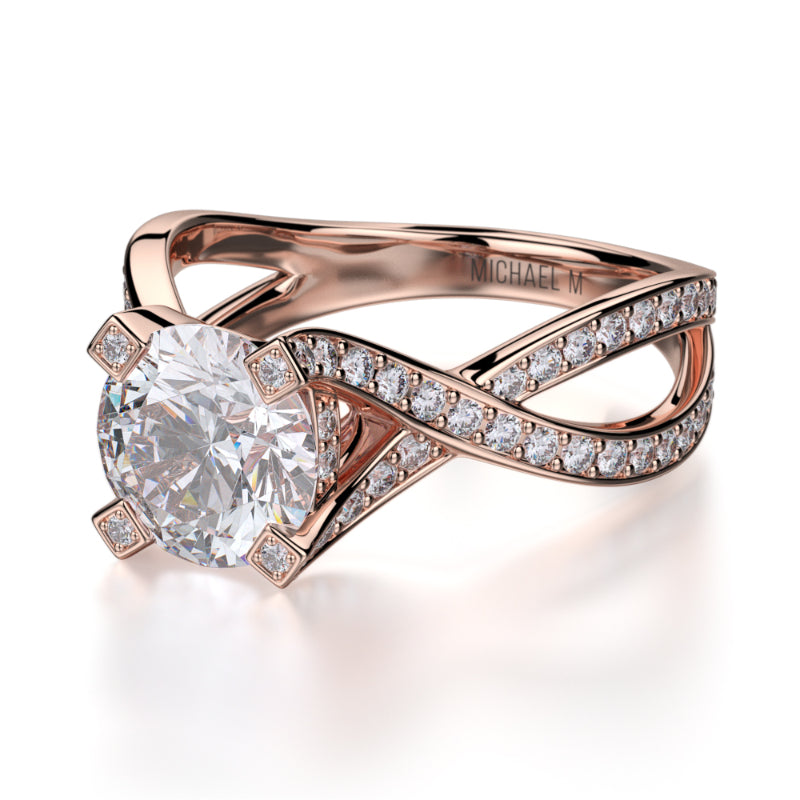 Michael M 18k Rose Gold Love Engagement Ring