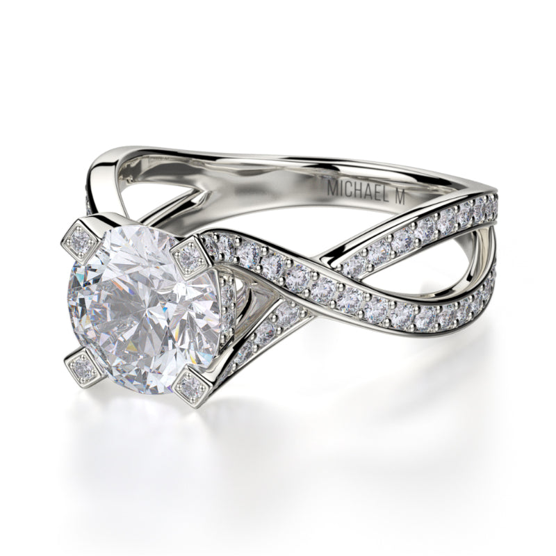 Michael M 18k White Gold Love Engagement Ring