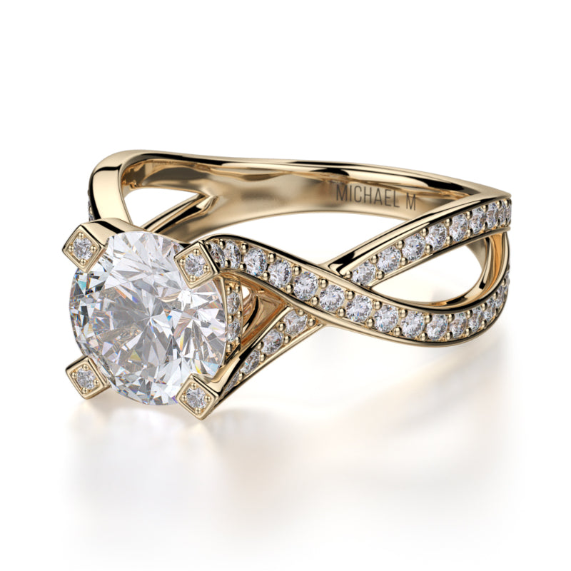 Michael M 18k Yellow Gold Love Engagement Ring