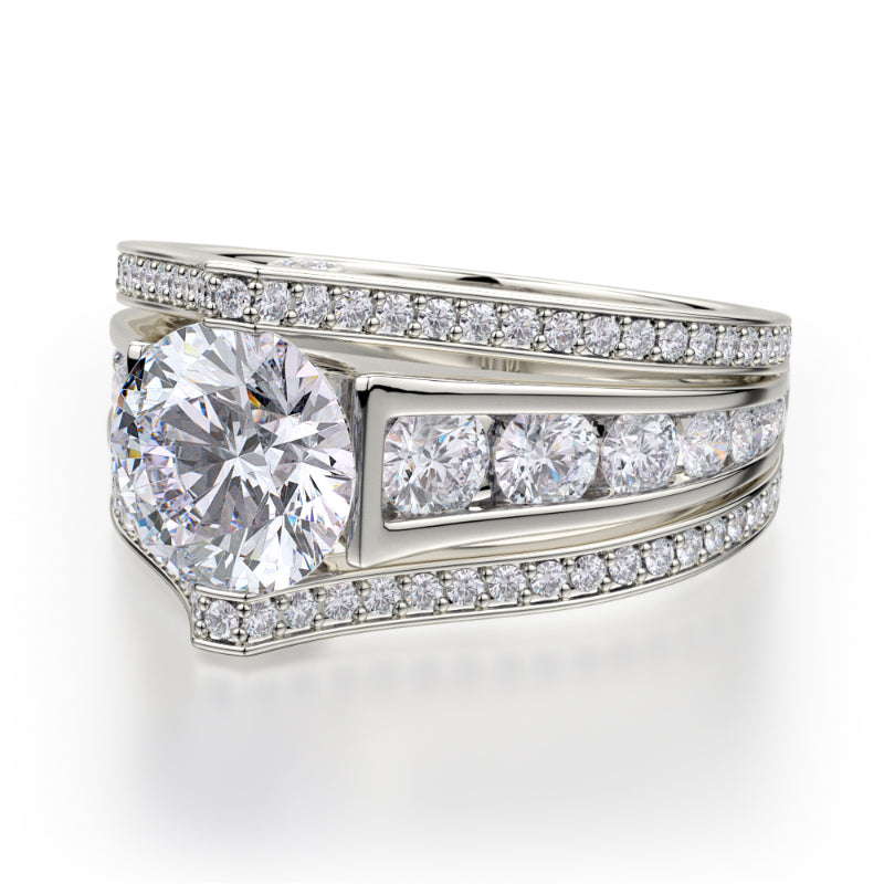 Michael M 18k White Gold Stella Engagement Ring