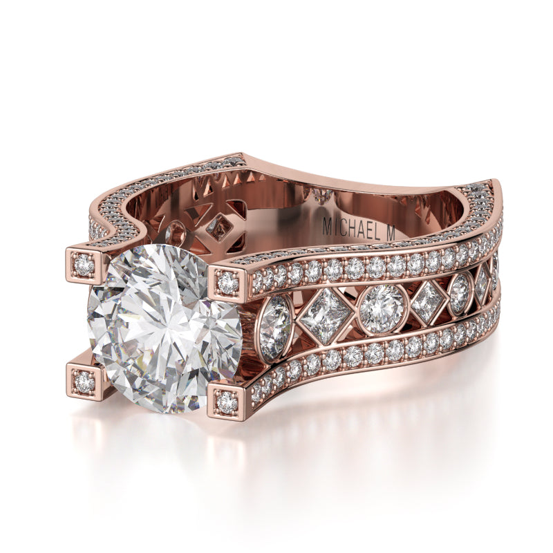 Michael M 18k Rose Gold Strada Engagement Ring