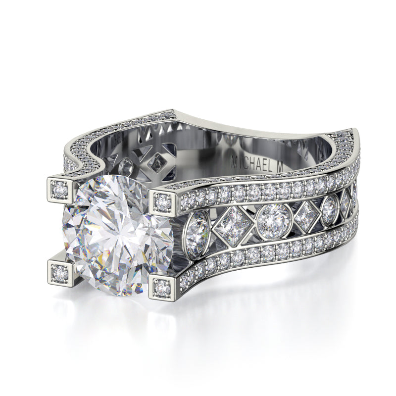 Michael M 18k White Gold Strada Engagement Ring