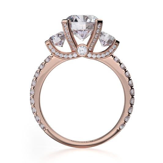 Michael M 18k Rose Gold Trinity Engagement Ring