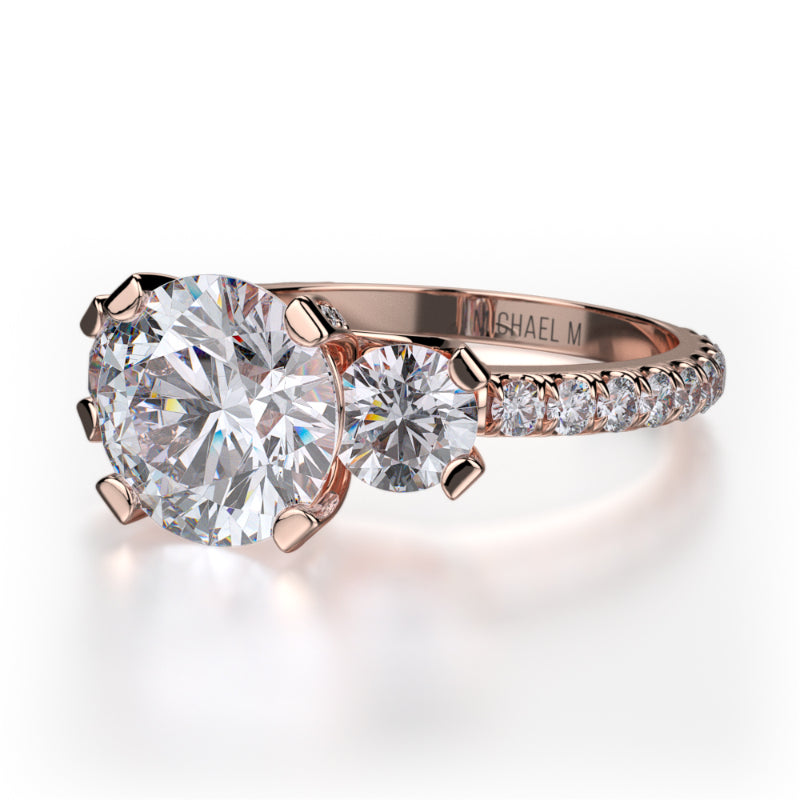 Michael M 18k Rose Gold Trinity Engagement Ring