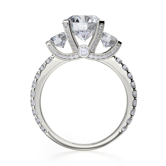 Michael M 18k White Gold Trinity Engagement Ring
