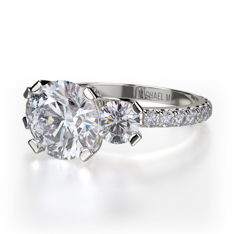 Michael M 18k White Gold Trinity Engagement Ring