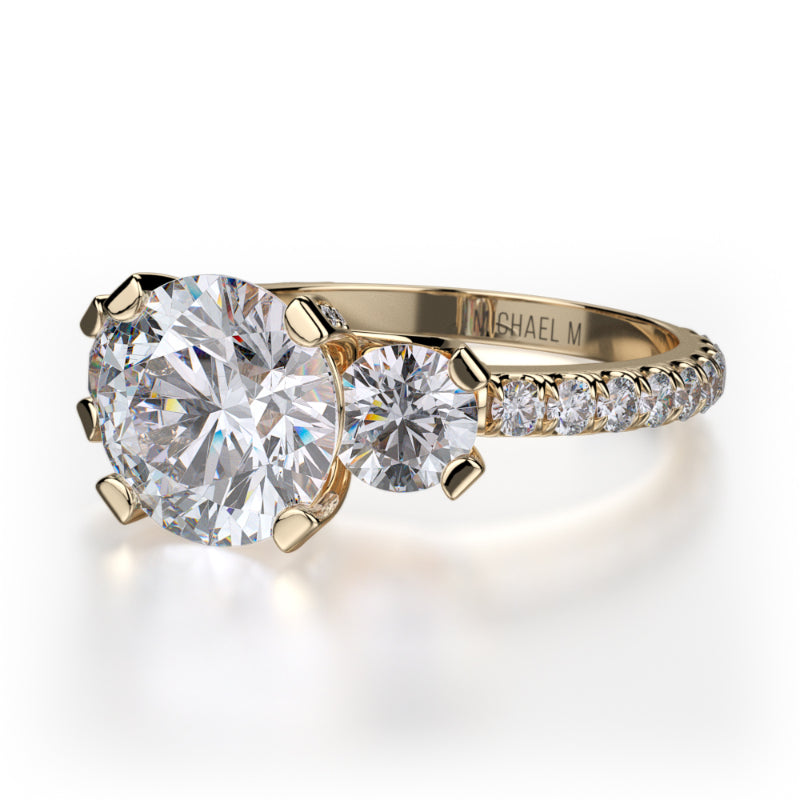 Michael M 18k Yellow Gold Trinity Engagement Ring
