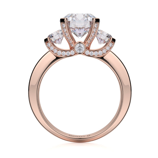 Michael M 18k Rose Gold Trinity Engagement Ring