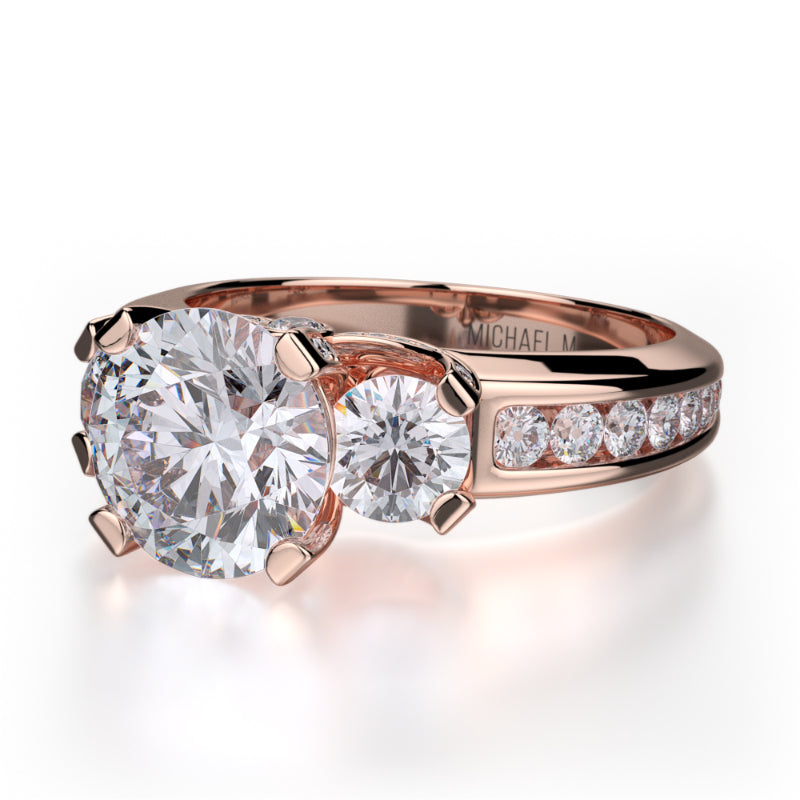 Michael M 18k Rose Gold Trinity Engagement Ring
