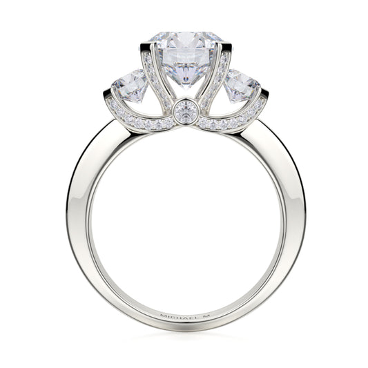 Michael M 18k White Gold Trinity Engagement Ring