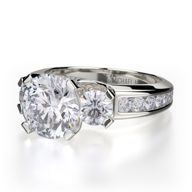Michael M 18k White Gold Trinity Engagement Ring