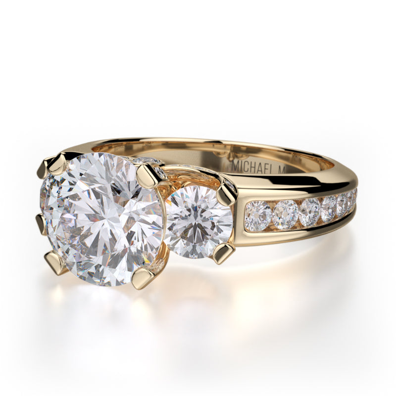 Michael M 18k Yellow Gold Trinity Engagement Ring